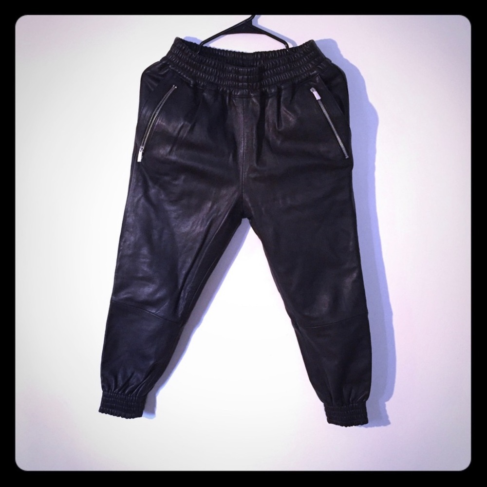 Genuine leather jogger style pant.
